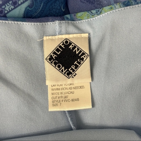 Vintage 90s Y2K California Concepts Blue Patchwork Floral Paisley Midi Dress EUC - Picture 9 of 15